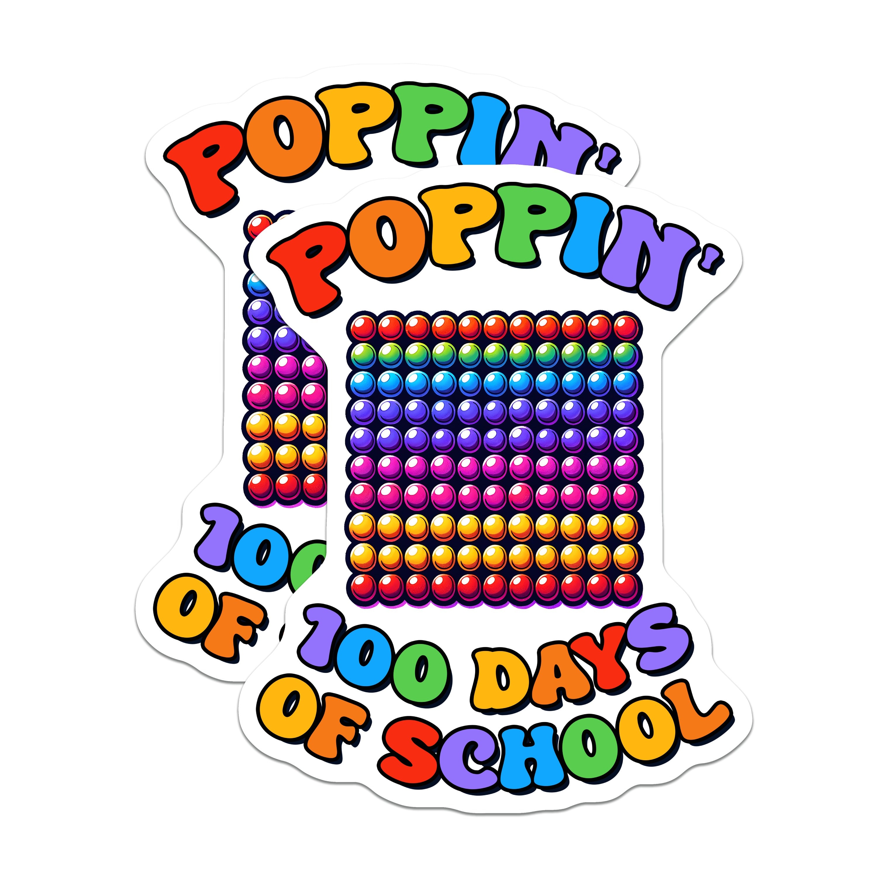 (2 Pack) Poppin 100 Days School Magnets - Teacher Appreciation - Classroom Decor - Student Reward - School Celebration - 5 Inches On Longest Side - Thick Durable Magnet - Made in USA - MAG38763