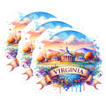(3 Pack) Virginia Decals - Watercolor Art - State Pride Decal- 3 Inches On Longest Side - Easy Peel & Apply - Made in USA - 3MCS5747