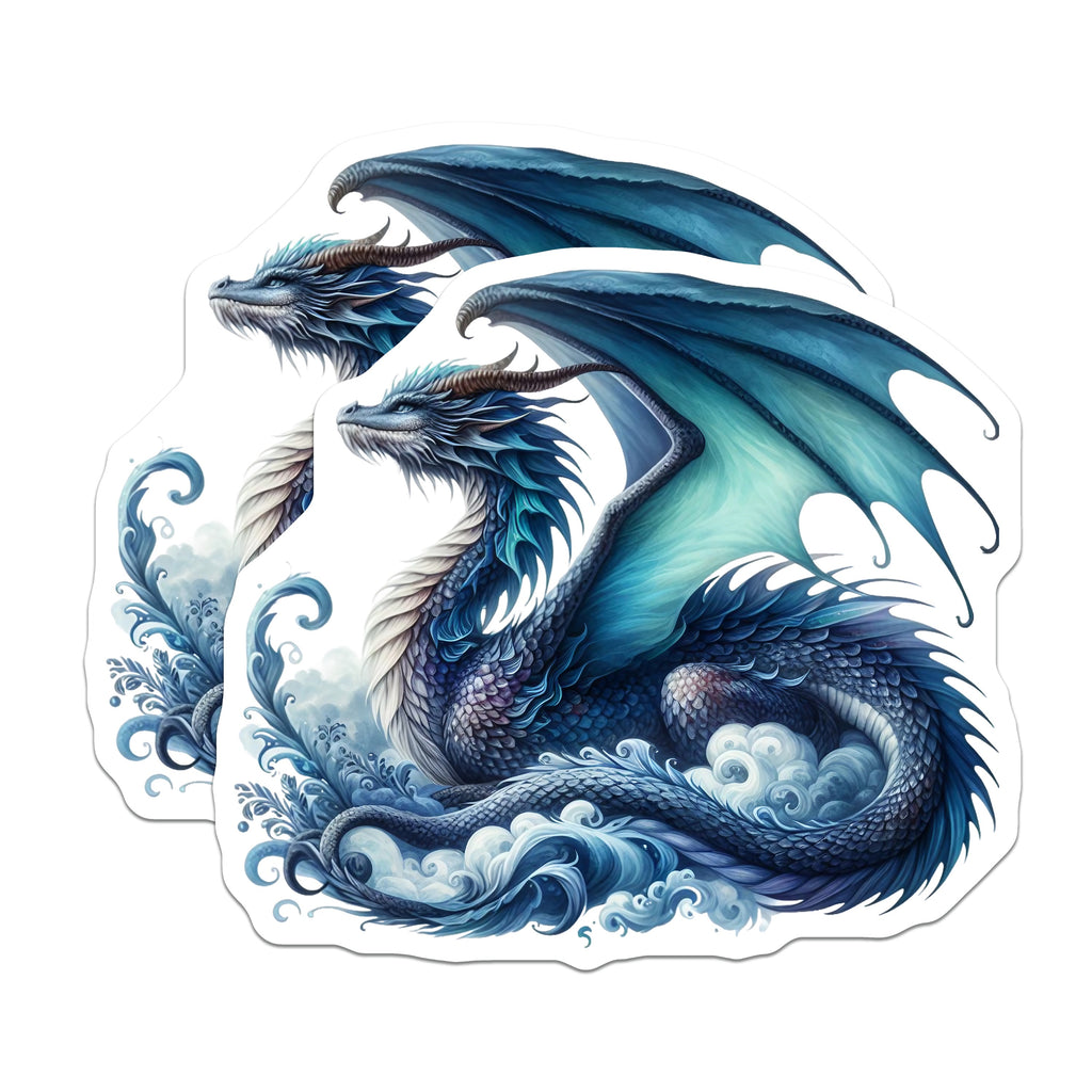 (2 Pack) Blue Dragon Magnets - Fantasy Dragon Art Decor - Mythical Creature Aesthetic - Dragon Lover Refrigerator Magnet Set - 5 Inches On Longest Side - Thick Durable Magnet - Made in USA - MAG38634