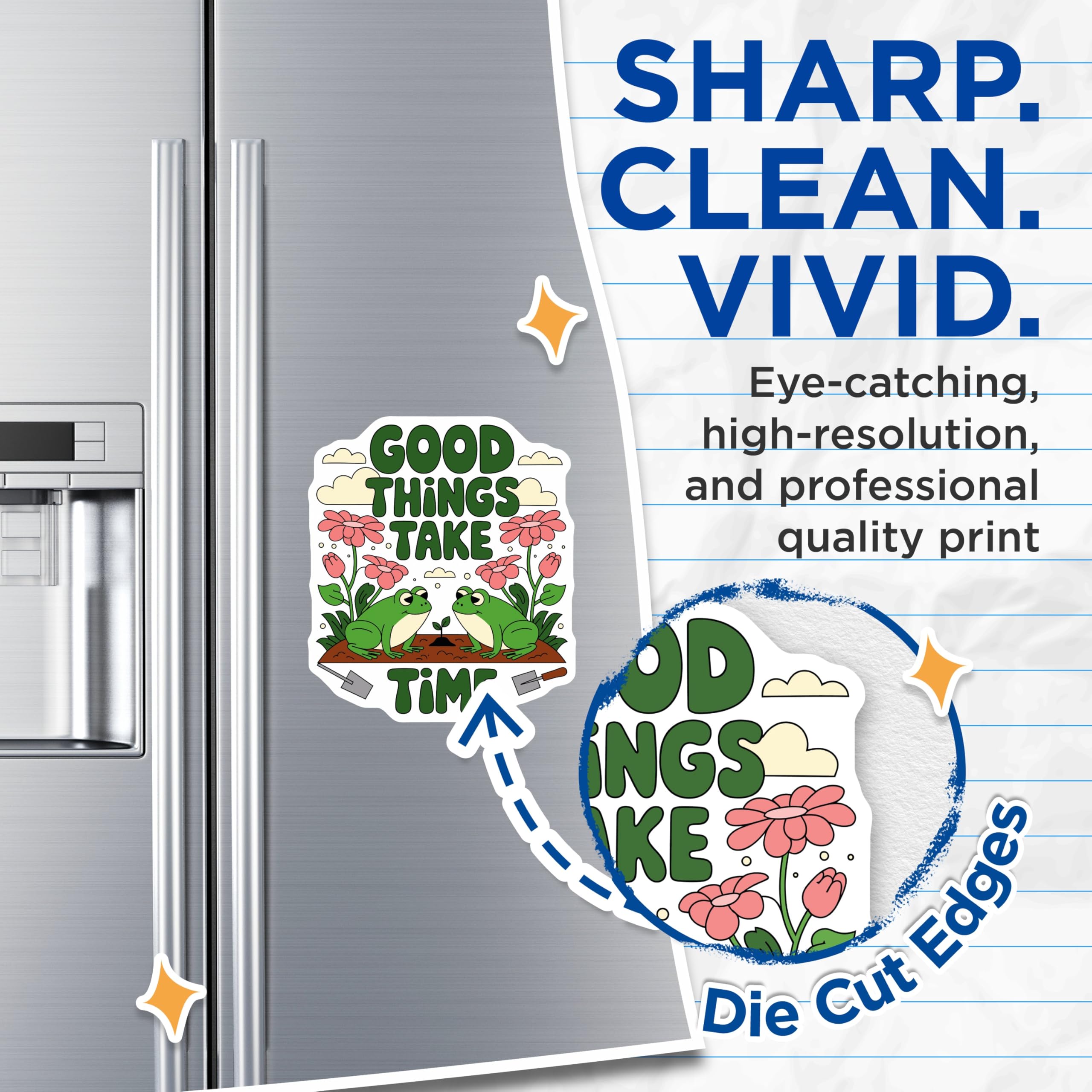 (2 Pack) Frog Magnets - Motivational Frog - Cute Frog Refrigerator Magnets - 5" On Longest Side - Premium Magnet - for Cars, Refrigerators, Toolboxes, Lockers - Made in USA - MAG16662