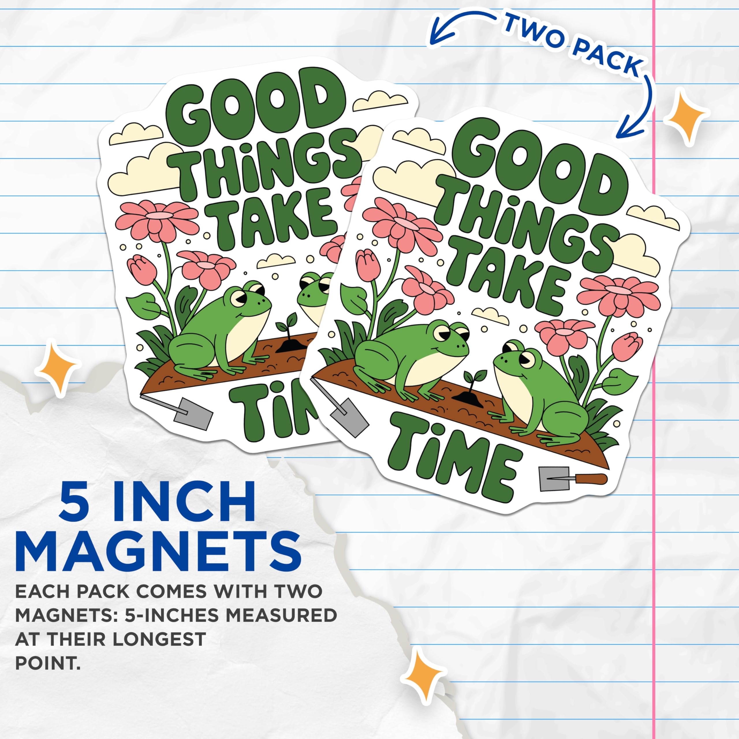 (2 Pack) Frog Magnets - Motivational Frog - Cute Frog Refrigerator Magnets - 5" On Longest Side - Premium Magnet - for Cars, Refrigerators, Toolboxes, Lockers - Made in USA - MAG16662