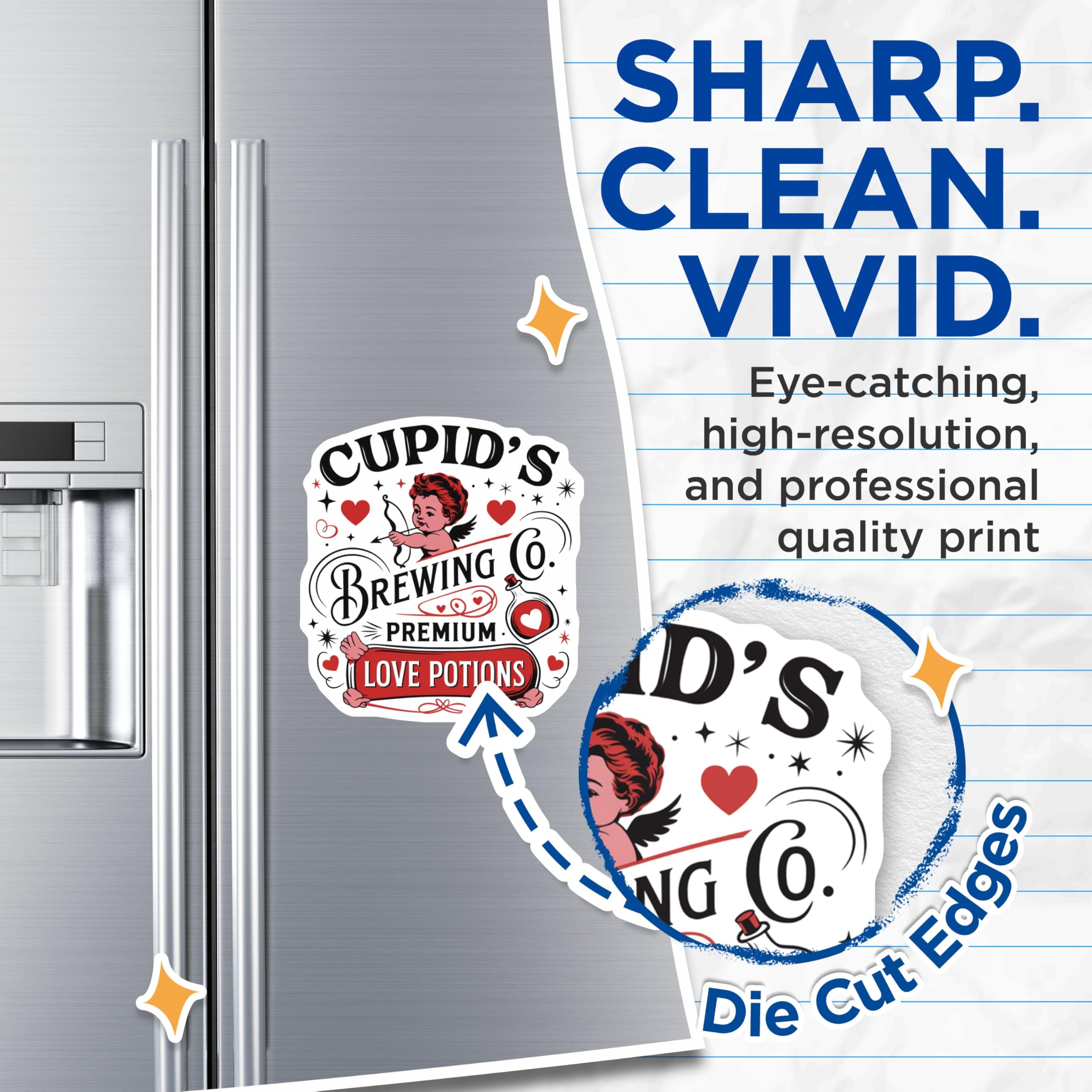 (2 Pack) Cupid's Brewing Co Magnets - Premium Love Potions Magnets - Cute Valentine's Day Decor Magnets - 5" On Longest Side - for Cars, Refrigerators, Toolboxes, Lockers - Made in USA BMCS3409