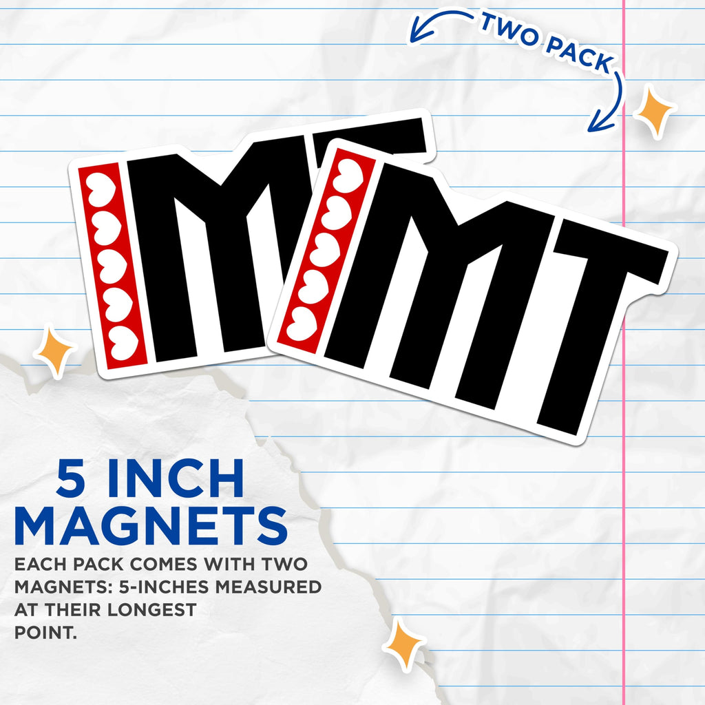 (2 Pack) IMT Initial Magnets - Heart Accent - Unique Letter Art Decor - 5" On Longest Side - Premium Magnet - for Cars, Refrigerators, Toolboxes, Lockers - Made in USA - MAG17666