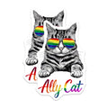 (2 Pack) Ally Cat Stickers - LGBTQ Pride - Cool Cat Rainbow Sunglasses Stickers - 5" On Longest Side - Sticks to Smooth Flat Surfaces - Made in USA - BMCS9544
