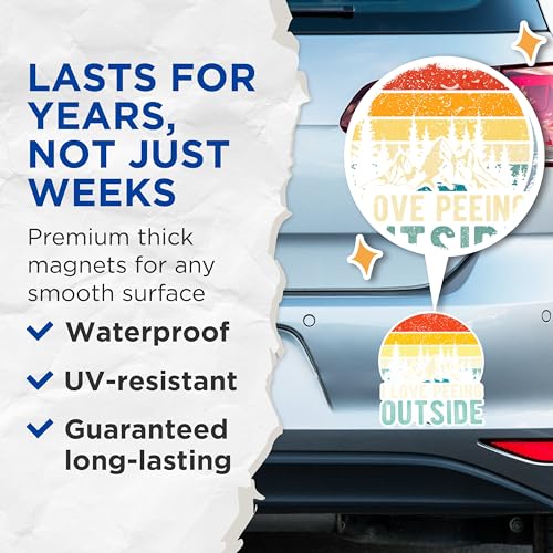 (2 Packs) I Love Peeing Outside Magnets - Nature Outdoorsman Hiking Hiker Magnets - 5 Inches On Longest Side - Premium Magnet - for Fridges, Toolboxes, Cars - Made in USA - MAG2381