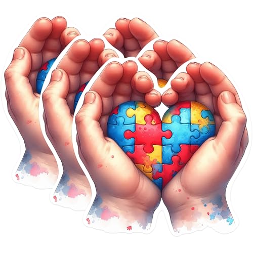(3 Pack) Autism Awareness Decals - Heart Puzzle Piece - Laptop Decals - 3 Inches On Longest Side - Easy Peel & Apply - Made in USA - 3MCS0997