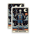 (2 Pack) Skeleton Basketball Player Stickers - Shooter Stickers - Funny Skeleton Holding Basketball Design - 5" On Longest Side - Sticks to Smooth Flat Surfaces - Made in USA - BMCS4666