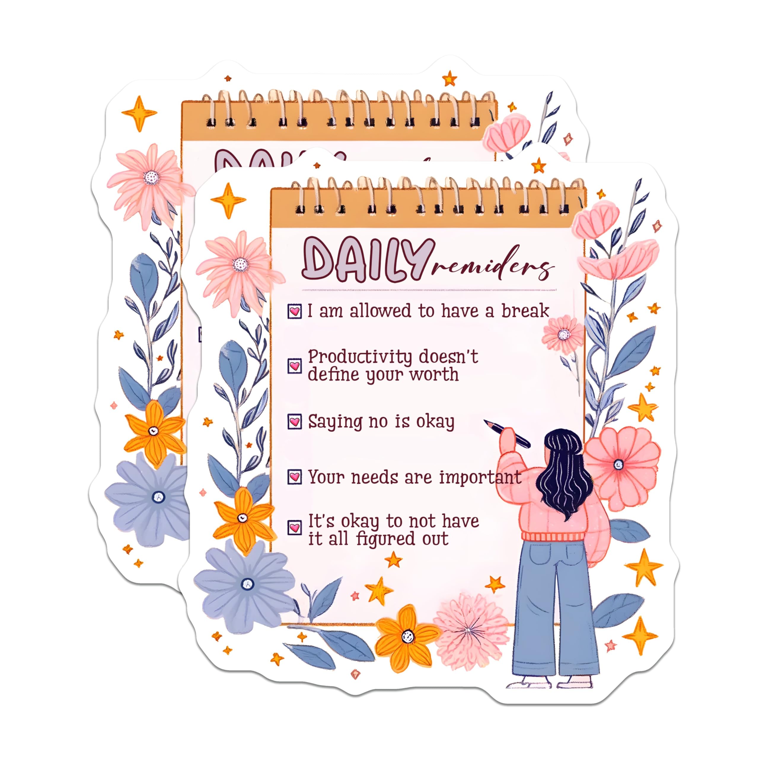 (2 Pack) Daily Reminders Magnets - Productivity Inspiration - Floral Motivational Quotes - 5" On Longest Side - for Cars, Fridges, Toolboxes - Made in USA - MAG8323