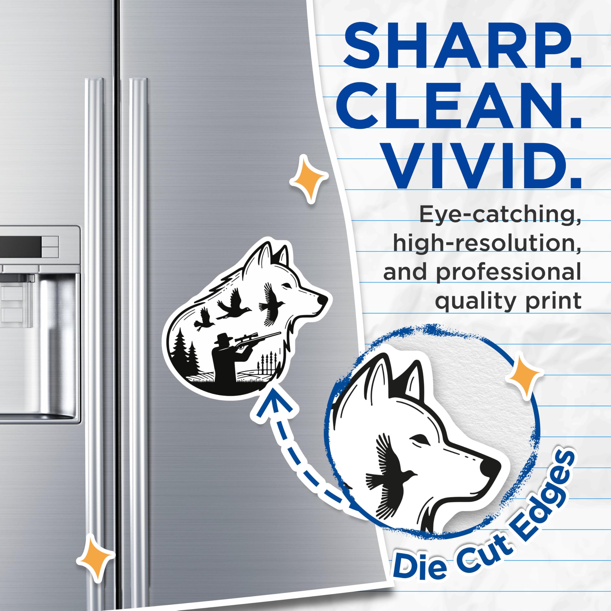 (2 Pack) Wolf Hunting Magnets - Hunter Outdoors Wildlife Decor - Forest Nature Animal Refrigerator - 5 Inches On Longest Side - Thick Durable Magnet - Made in USA - MAG22235