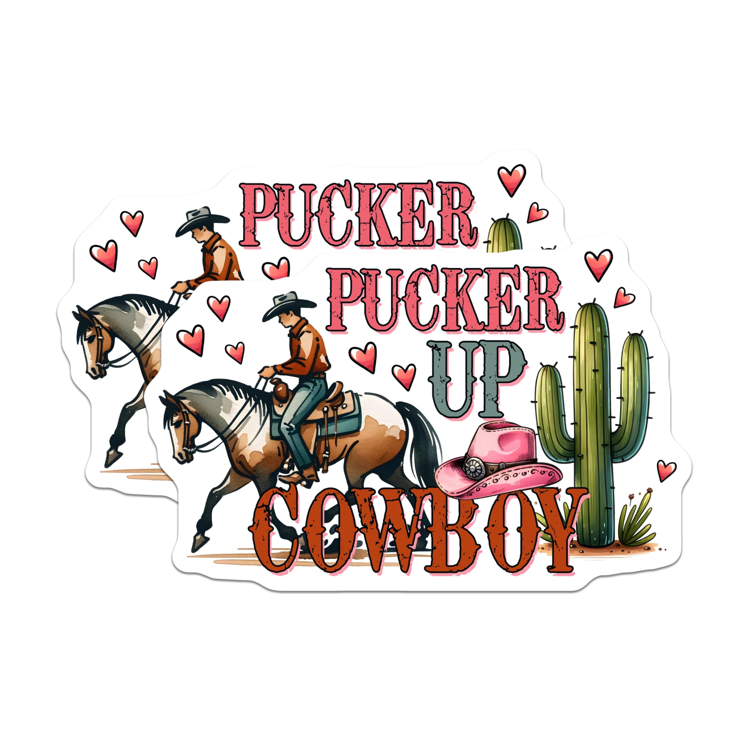 (2 Pack) Pucker Up Cowboy Magnets - Western Novelty Magnets for Fridge - Cute Cowboy Magnets for Kitchen Decor - 5" On Longest Side - for Cars, Refrigerators, Toolboxes, Lockers - Made In USA BMCS3152