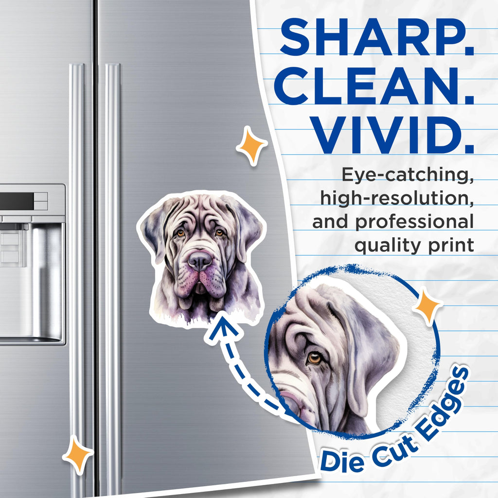 (2 Pack) Neapolitan Mastiff Magnets - Watercolor Dog Art - Pet Owner Decor - 5 Inches On Longest Side - Thick Durable Magnet - Made in USA - MAG29190