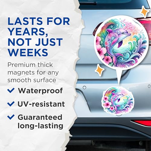 (2 Pack) Colorful Ocean Decor Magnet - Tropical Flower Accents - 5" On Longest Side - Sticks to Smooth Flat Surfaces - Made in USA - MAG9479