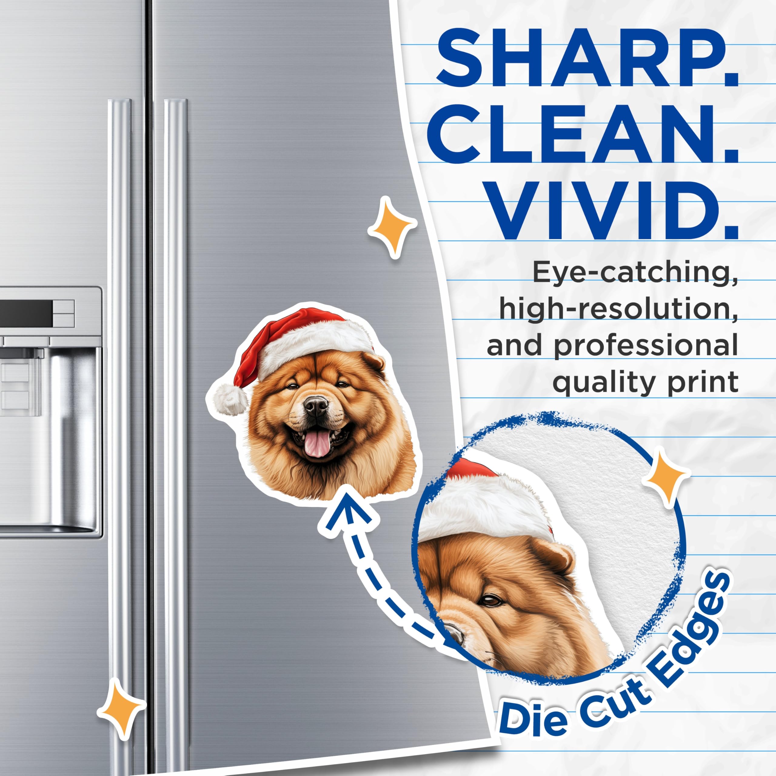 (2 Pack) Chow Chow Christmas Magnets - Santa Hat Dog - Festive Pet Decor for Animal Lovers - 5 Inches On Longest Side - Thick Durable Magnet - Made in USA - MAG29302