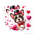 (2 Pack) Valentines Bulldog Magnets - Cute Dog with Hat and Bowtie - Heart Decorations - 5" On Longest Side - Premium Magnet - for Cars, Refrigerators, Toolboxes, Lockers - Made in USA - MAG14015