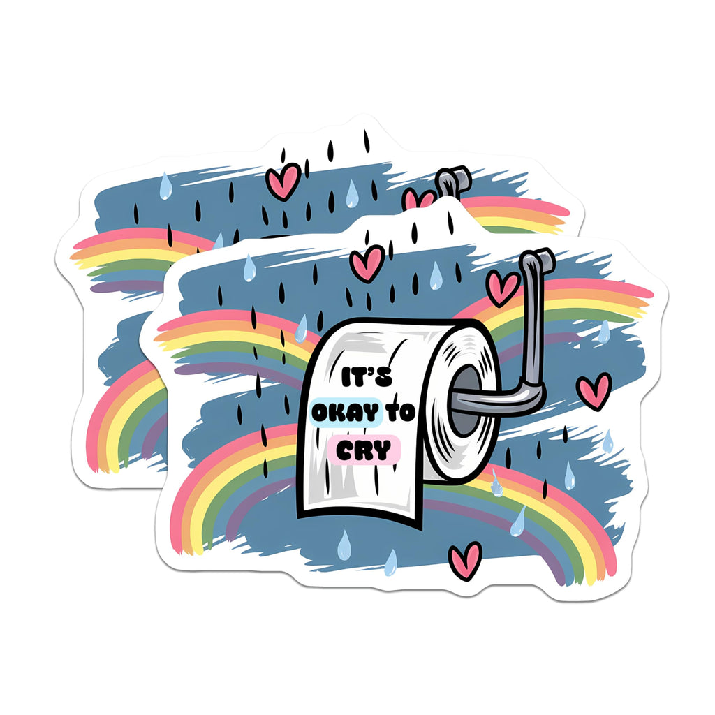 (2 Pack) It's Okay to Cry Magnets - Rainbow Decor - Supportive Affirmations - 5" On Longest Side - Premium Magnet - for Cars, Refrigerators, Toolboxes, Lockers - Made in USA - MAG14789