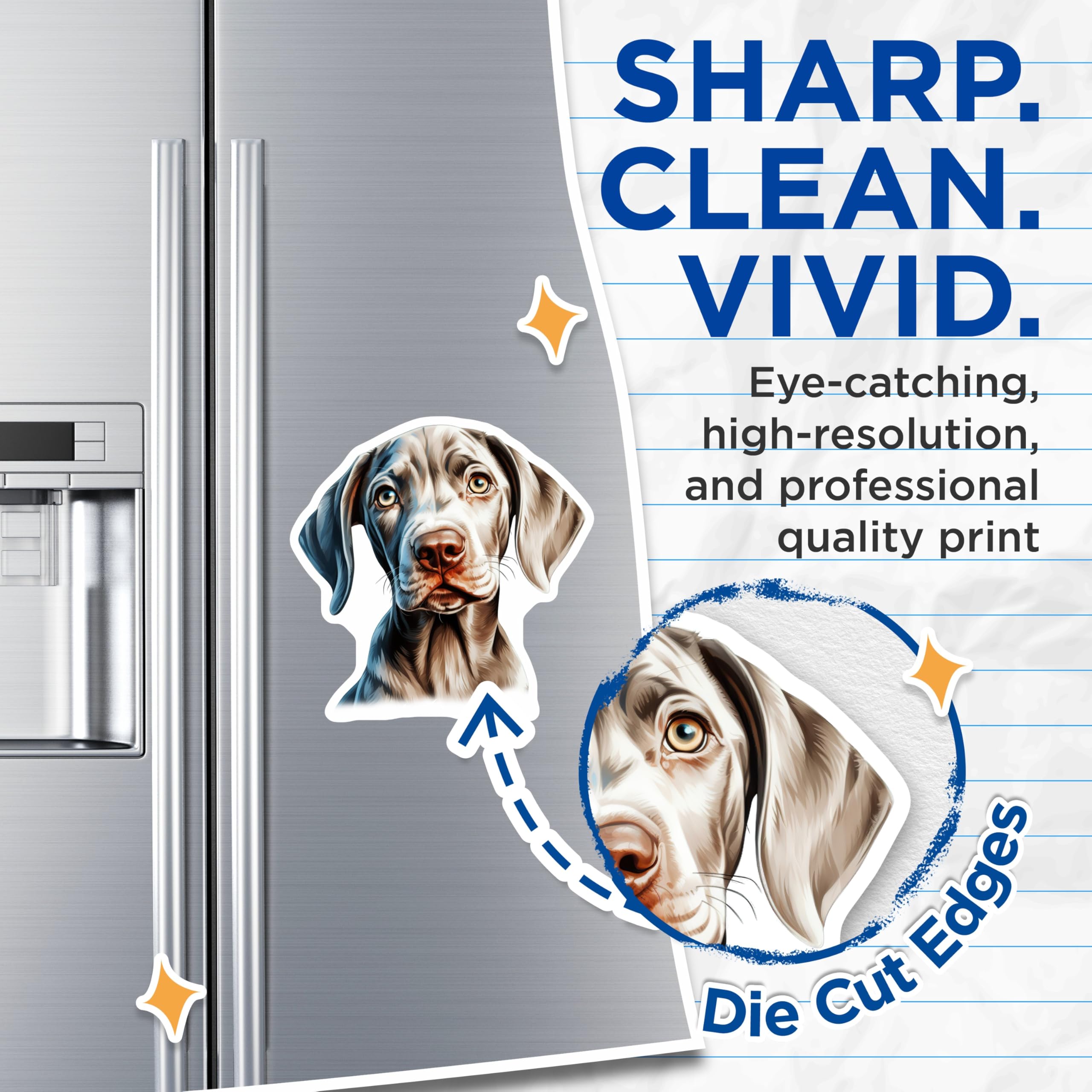 (2 Pack) Weimaraner Dog Magnets - Pet Lover Decor - Animal Fridge Art - 5 Inches On Longest Side - Thick Durable Magnet - Made in USA - MAG27307