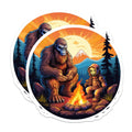 (2 Pack) Bigfoot Alien Campfire Magnets - Sasquatch Extraterrestrial Art Decor - Wilderness Camping Scene - 5 Inches On Longest Side - Thick Durable Magnet - Made in USA - MAG22912