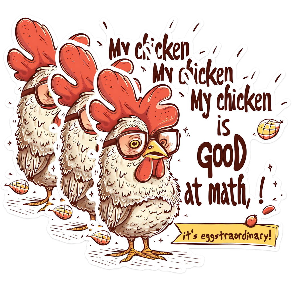 (3 Pack) Math Chicken Decals - Funny Chicken - Laptop Decal - 3 Inches On Longest Side - Easy Peel & Apply - Made in USA - 3MCS1464