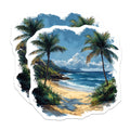 (2 Pack) Tropical Beach Magnets - Palm Tree Ocean Scene - Coastal Home Decor - Vacation Souvenir - 5 Inches On Longest Side - Thick Durable Magnet - Made in USA - MAG26151