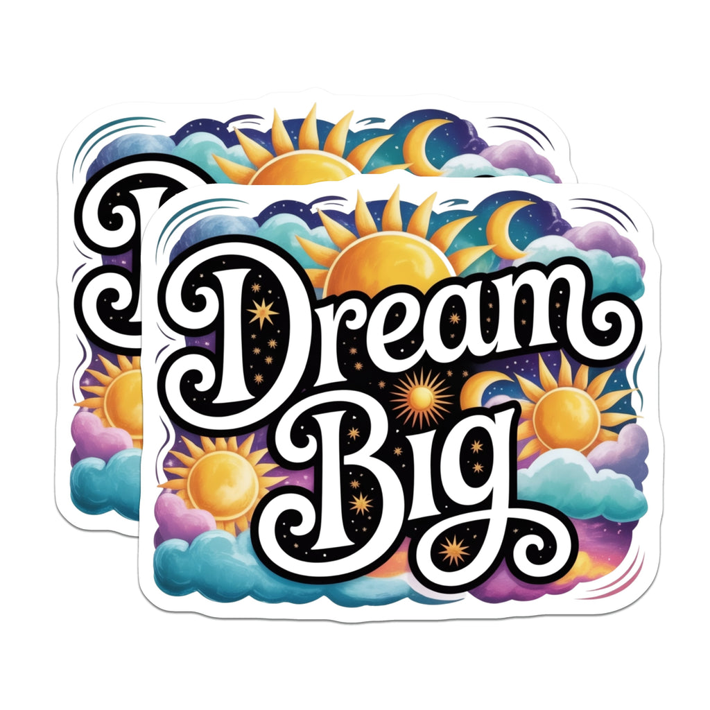 (2 Pack) Dream Big Inspirational Magnets - Celestial Decor - Motivational Quote Affirmation Students - 5 Inches On Longest Side - Thick Durable Magnet - Made in USA - MAG37959