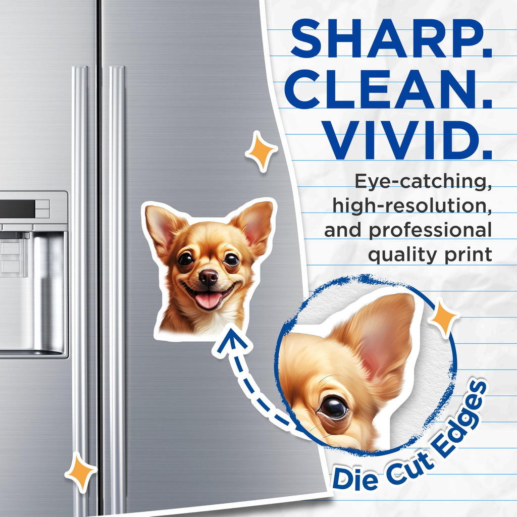 (2 Pack) Chihuahua Dog Magnets - Cute Pet Owner Refrigerator Decor - Smiling Animal Lover Accessory - 5 Inches On Longest Side - Thick Durable Magnet - Made in USA - MAG25672