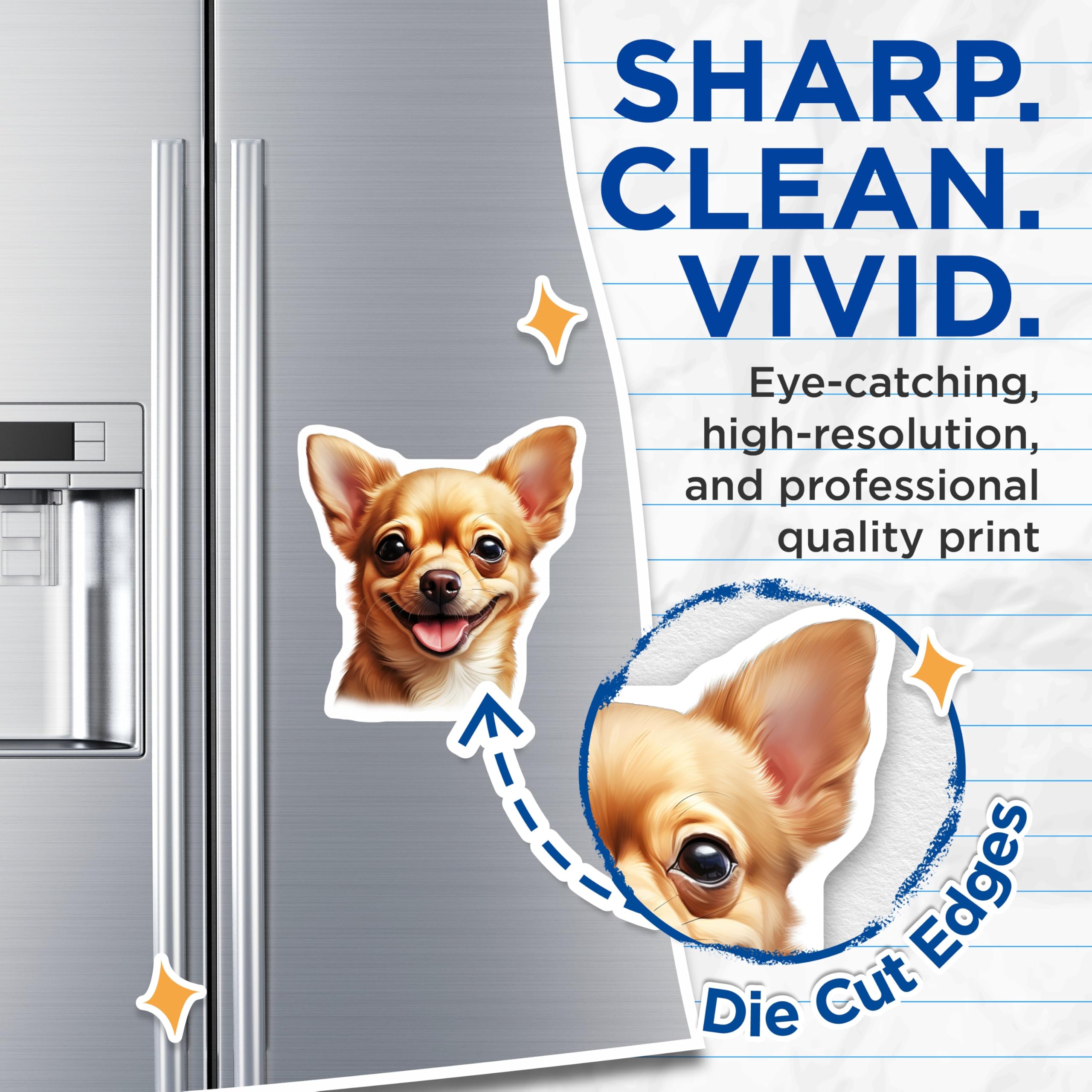 (2 Pack) Chihuahua Dog Magnets - Cute Pet Owner Refrigerator Decor - Smiling Animal Lover Accessory - 5 Inches On Longest Side - Thick Durable Magnet - Made in USA - MAG25672
