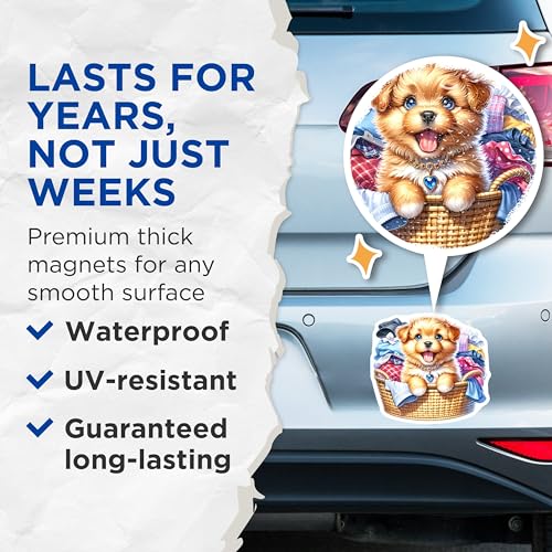 (2 Pack) Dog Lovers Magnet - Adorable Art Decor for Home - 5" On Longest Side - Sticks to Smooth Flat Surfaces - Made in USA - MAG9415