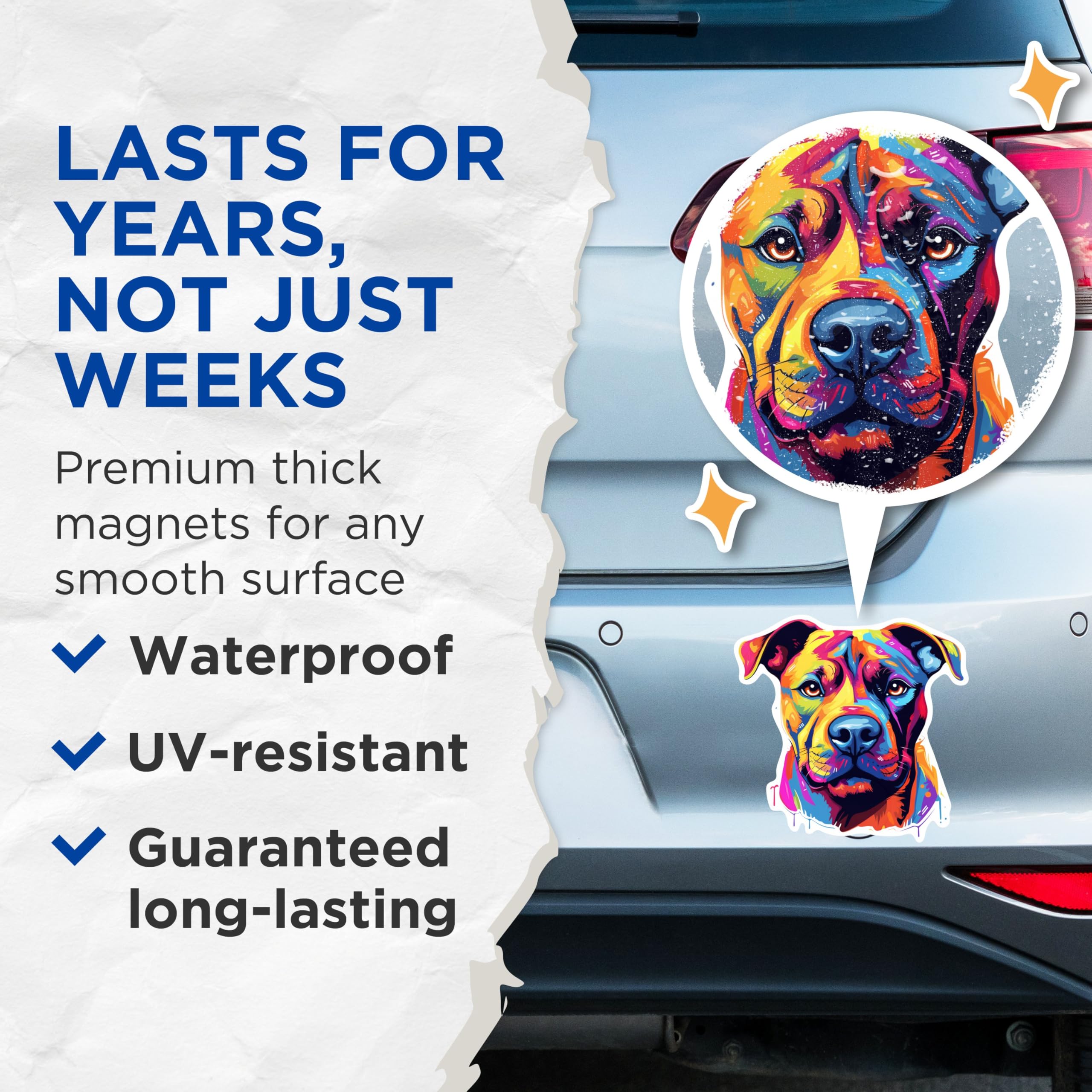 (2 Pack) Staffordshire Bull Terrier Dog Breed Magnets- 5 Inches On Longest Side - Choose from Over 100 Dog Breeds - for Cars, Refrigerators, Toolboxes - Made in USA - MAG1967
