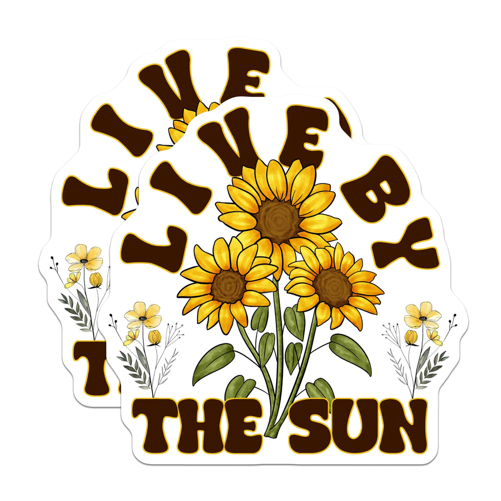 (2 Pack) Sunflower Magnets - Live By The Sun Quote - Positive Floral Decor - Summer Nature Art - 5 Inches On Longest Side - Thick Durable Magnet - Made in USA - MAG19408