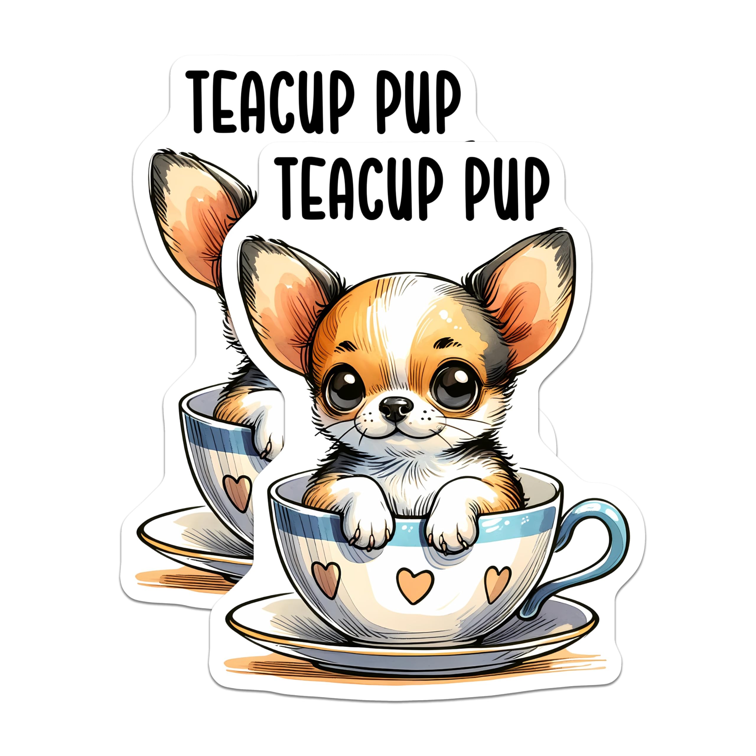 (2 Pack) Teacup Pup Magnets - Cute Puppy - Fridge Magnet - Animal Lover - Fun - Kitchen Accessories - 5" On Longest Side - for Cars, Fridges, Toolboxes - Made in USA - MAG3644