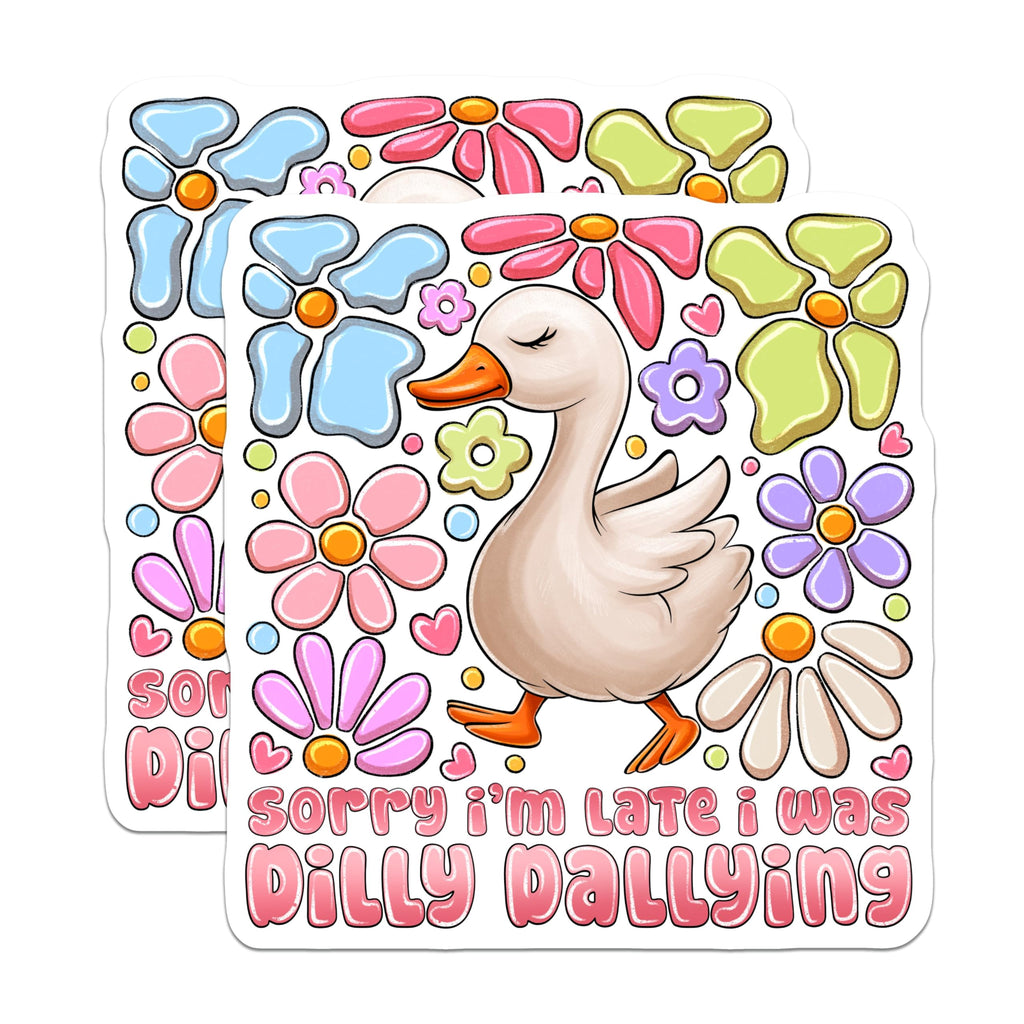 (2 Pack) Dilly Dallying Goose Magnets - Funny Quote Fridge Magnet - Cute Animal Kitchen Decor - 5 Inches On Longest Side - Thick Durable Magnet - Made in USA - MAG29506