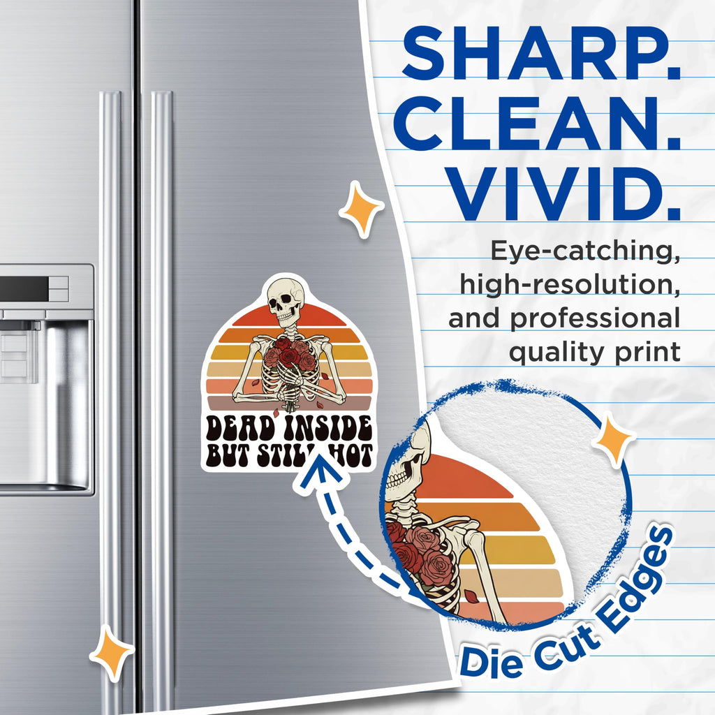 (2 Pack) Dead Inside Magnet - Still Hot Magnets - Funny Skeleton Refrigerator Magnets - 5" On Longest Side - Premium Magnet - for Cars, Refrigerators, Toolboxes, Lockers - Made in USA - MAG14108