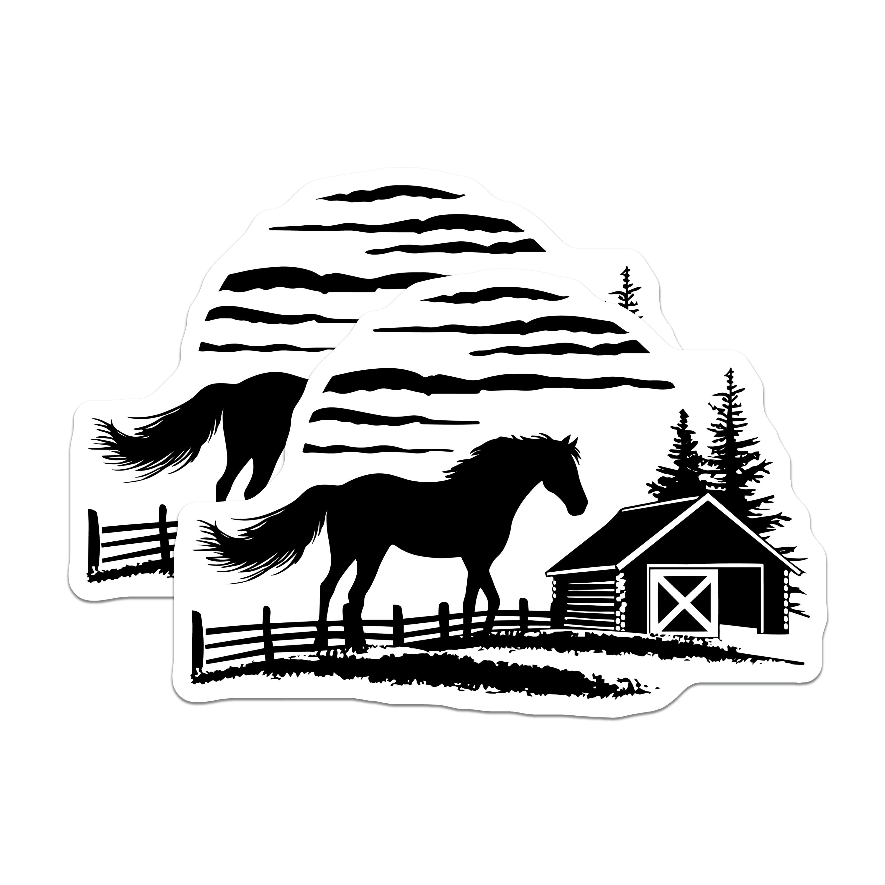 (2 Pack) Horse Silhouette Magnets - Rustic Farmhouse Decor - Equestrian Animal Lover - Countryside Refrigerator Accent - 5 Inches On Longest Side - Thick Durable Magnet - Made in USA - MAG36030