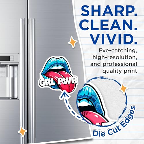 (2 Pack) Girl Power Magnets Magnets - Lips and Tongue Design - Retro Pop Art Decor - 5" On Longest Side - Made in USA - Sticks to Refrigerators & Metal Surfaces - MAG8353