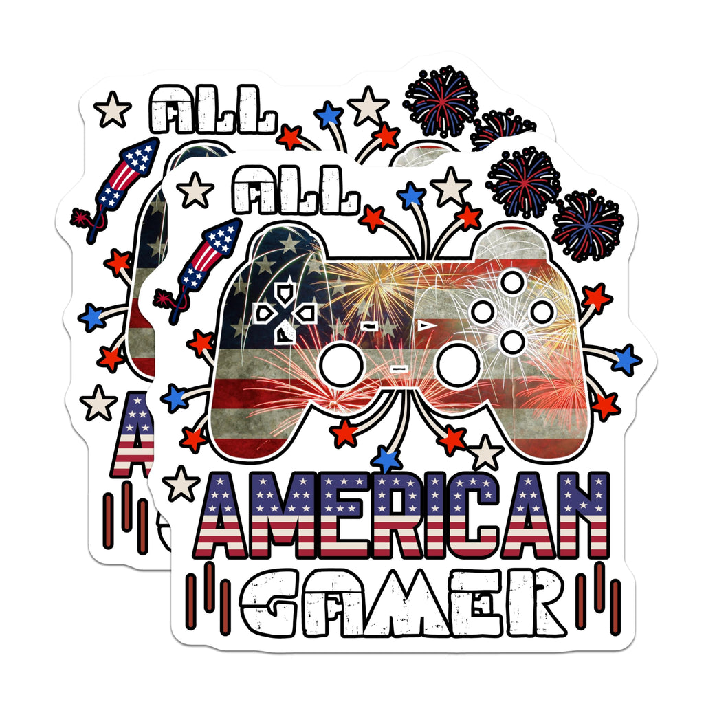 (2 Pack) All American Gamer Magnets - Patriotic Gaming Magnets - Fourth of July Gamer Magnets - 5" On Longest Side - for Cars, Refrigerators, Toolboxes, Lockers - Made in USA BMCS3096