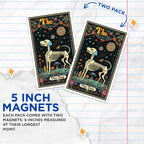 (2 Pack) The Dog Tarot Card Magnets - Skeleton Dog Magnet - Tarot-Themed Dog Magnets - 5" On Longest Side - for Cars, Fridges, Toolboxes - Made in USA - MAG3666