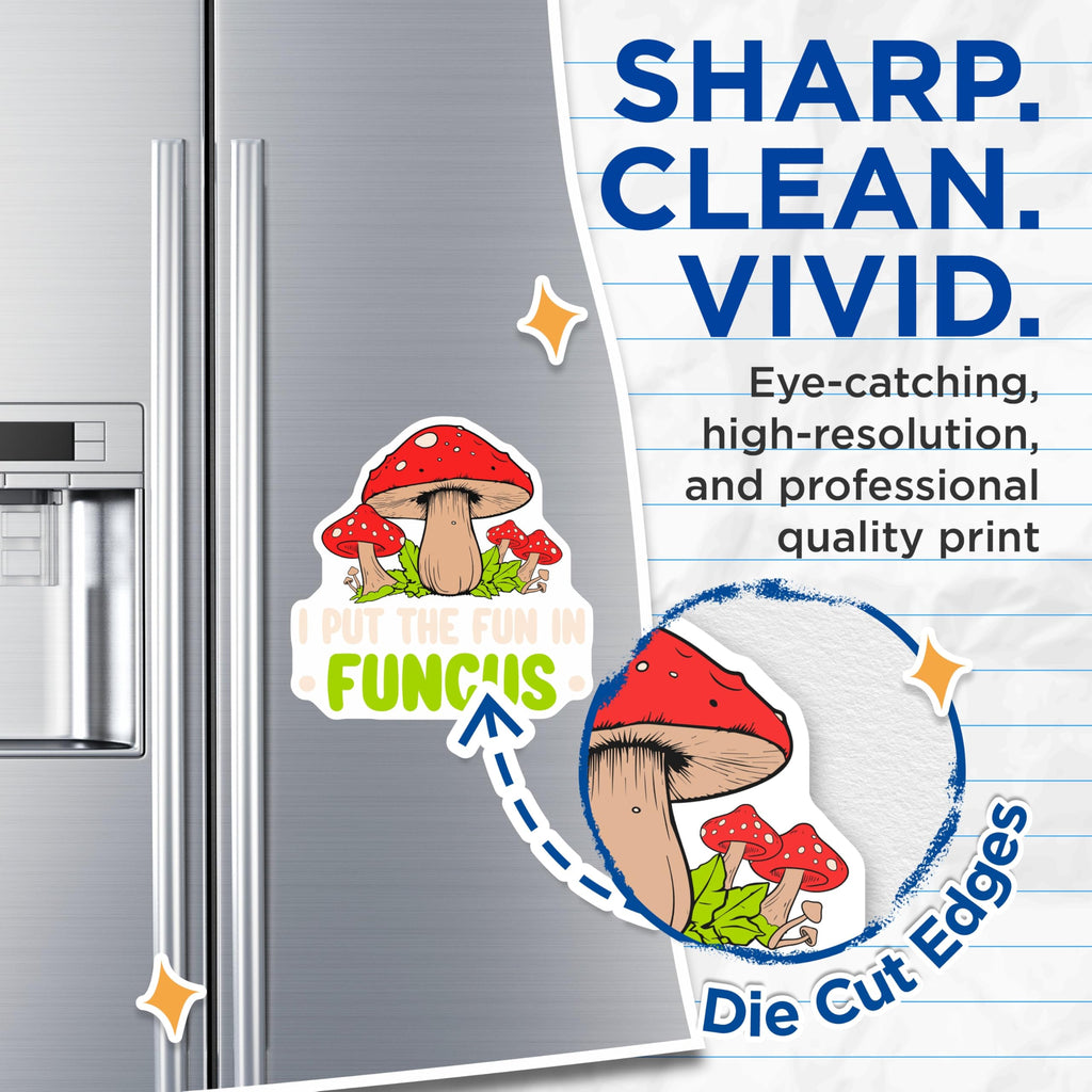 (2 Pack) Mushroom Magnets - Funny Fungus Sayings - Mycology Humor Fridge Decor - 5 Inches On Longest Side - Thick Durable Magnet - Made in USA - MAG19288
