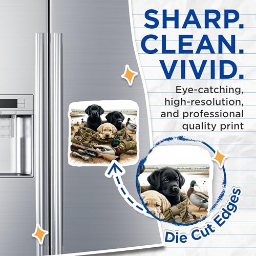 (2 Pack) Hunting Dogs Magnets Magnets - Labrador Retriever Puppies - Camouflage Bag Hunting Scene - 5" On Longest Side - Made in USA - Sticks to Refrigerators & Metal Surfaces - MAG8661