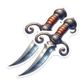 (2 Pack) Fantasy Dagger Stickers - Cool Knife Art - Medieval Weapon - 5" On Longest Side - Sticks to Smooth Flat Surfaces - Made in USA - BMCS6703
