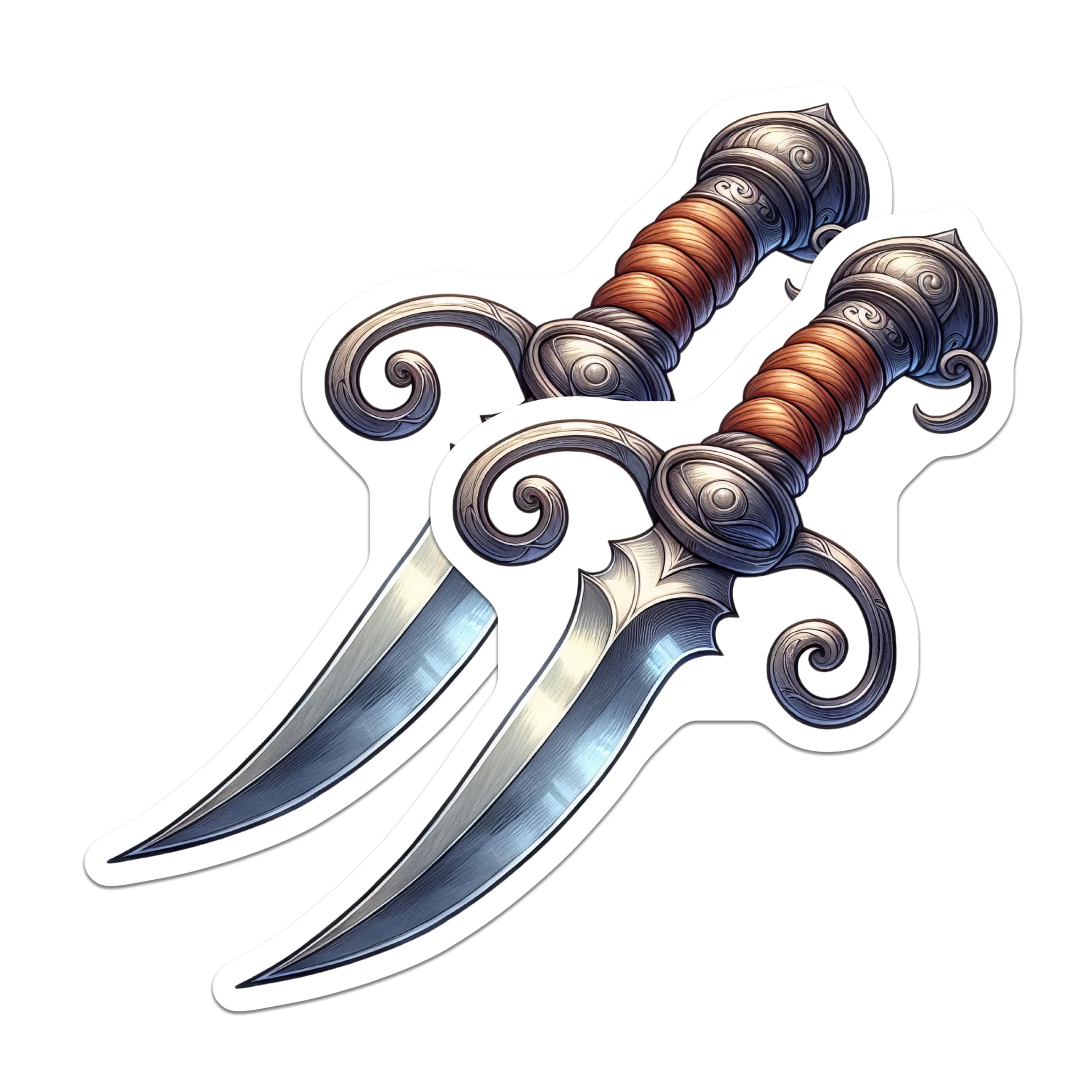 (2 Pack) Fantasy Dagger Stickers - Cool Knife Art - Medieval Weapon - 5" On Longest Side - Sticks to Smooth Flat Surfaces - Made in USA - BMCS6703