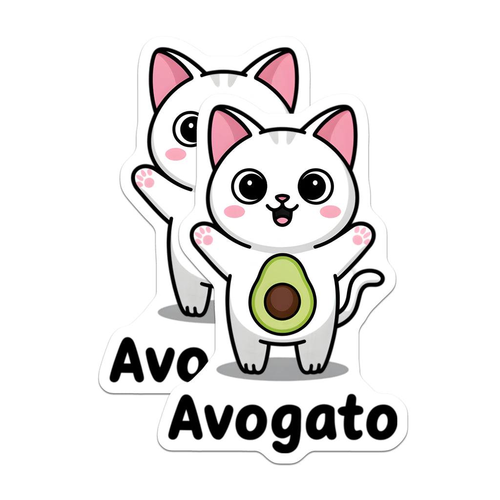 (2 Pack) Avogato Cat Magnets - Kawaii Avocado Pun - Fun Fridge Magnet - Animal Lover Accessory - 5 Inches On Longest Side - Thick Durable Magnet - Made in USA - MAG38687