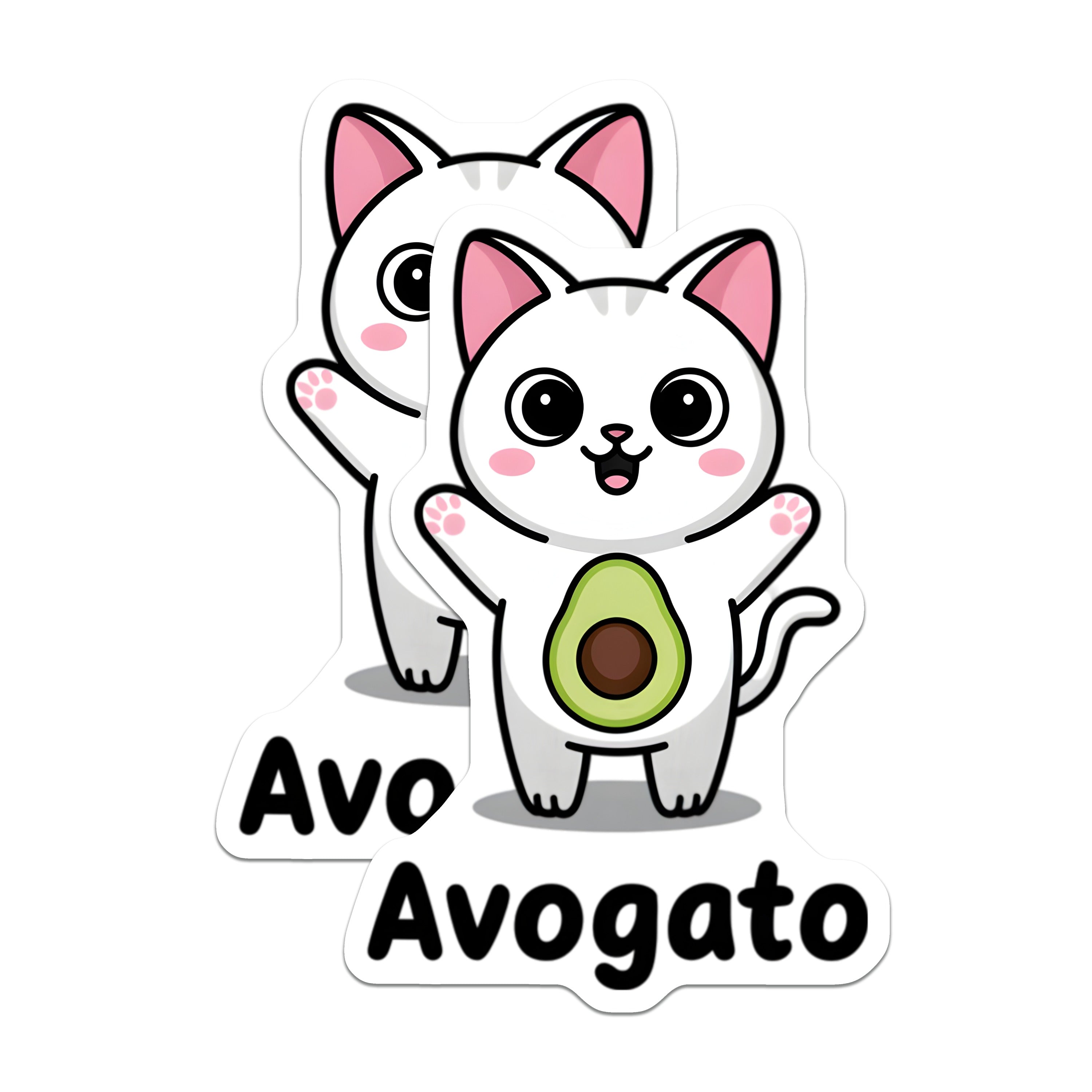(2 Pack) Avogato Cat Magnets - Kawaii Avocado Pun - Fun Fridge Magnet - Animal Lover Accessory - 5 Inches On Longest Side - Thick Durable Magnet - Made in USA - MAG38687