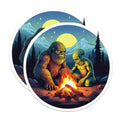 (2 Pack) Bigfoot Alien Campfire Magnets - Sasquatch Extraterrestrial Forest Scene - Cryptid UFO Night Sky Decor - 5 Inches On Longest Side - Thick Durable Magnet - Made in USA - MAG22321