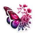 (2 Pack) Butterfly Floral Magnets - Vibrant Pink Purple Decor - Refrigerator Aesthetic Art - 5 Inches On Longest Side - Thick Durable Magnet - Made in USA - MAG36514