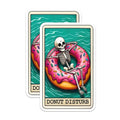 (2 Pack) Donut Disturb Stickers - Funny Skeleton Stickers - Humorous Donut Float Stickers - 5" On Longest Side - Sticks to Smooth Flat Surfaces - Made in USA - BMCS4841