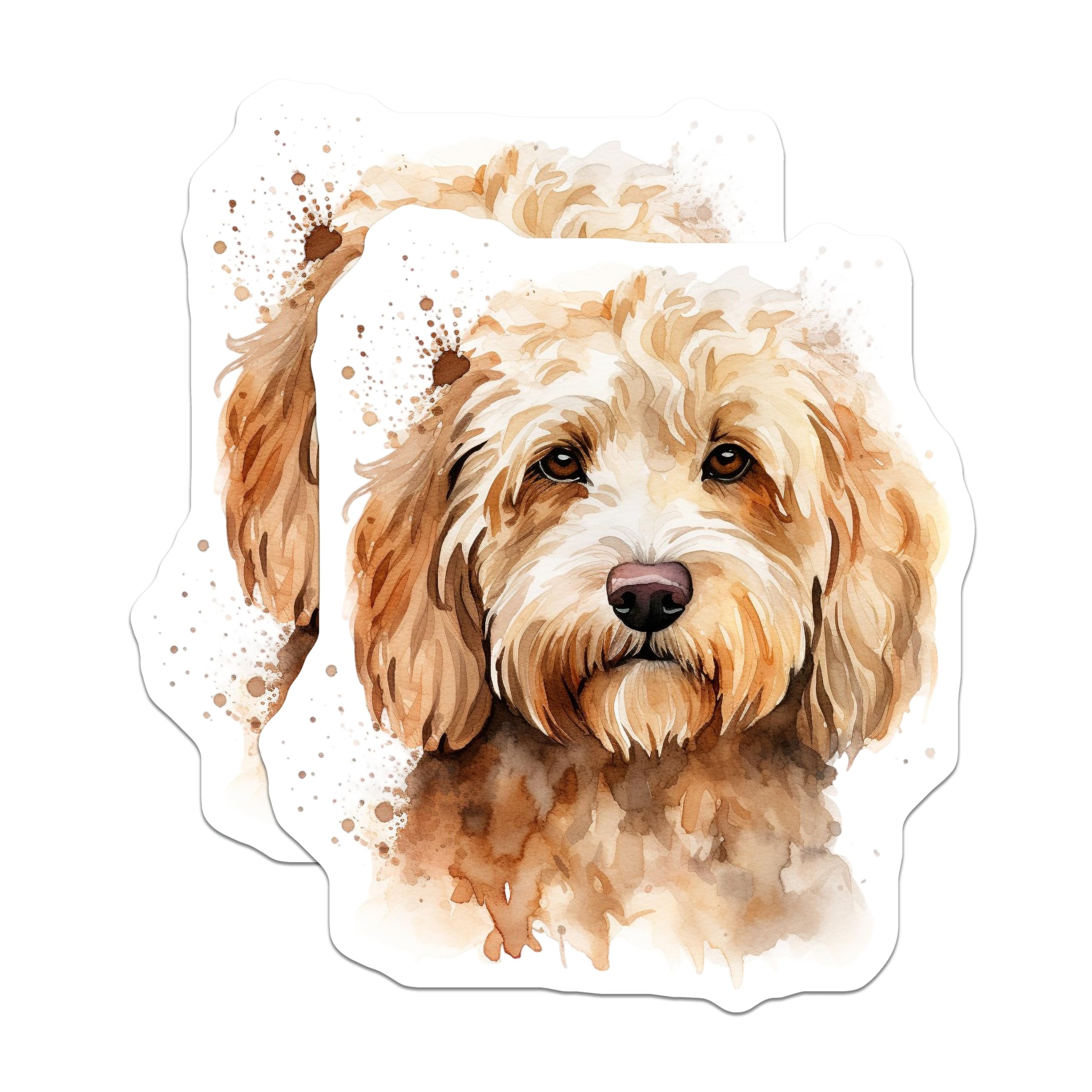 (2 Pack) Goldendoodle Magnets - Watercolor Dog Art - Dog Mom Gift - Doodle Breed Art - 5 Inches On Longest Side - Thick Durable Magnet - Made in USA - MAG24571