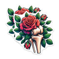 (2 Pack) Red Rose Bone Magnets - Gothic Floral Anatomy Decor - Macabre Skeleton Flower Art - Medical Botanical Display - 5 Inches On Longest Side - Thick Durable Magnet - Made in USA - MAG19582