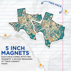 (2 Pack) Texas State Magnets - Turquoise Beige Leopard Print - Texas Home Decor - 5" On Longest Side - Premium Magnet - for Cars, Refrigerators, Toolboxes, Lockers - Made in USA - MAG18866