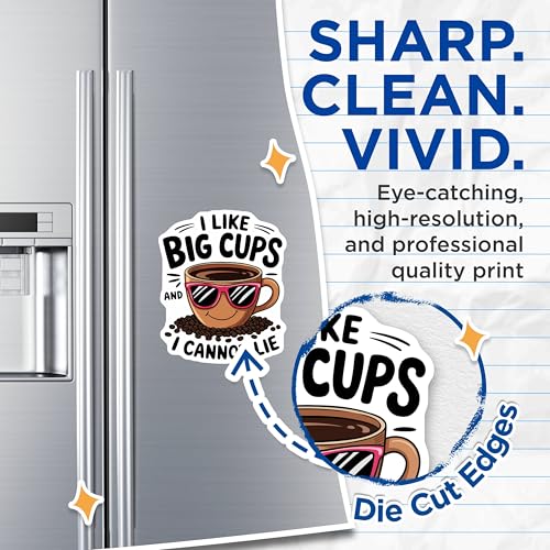 (2 Pack) I Like Big Cups Magnets - Coffee Lovers Magnet - Funny Kitchen Magnet - 5" On Longest Side - for Cars, Fridges, Toolboxes - Made in USA - MAG4604