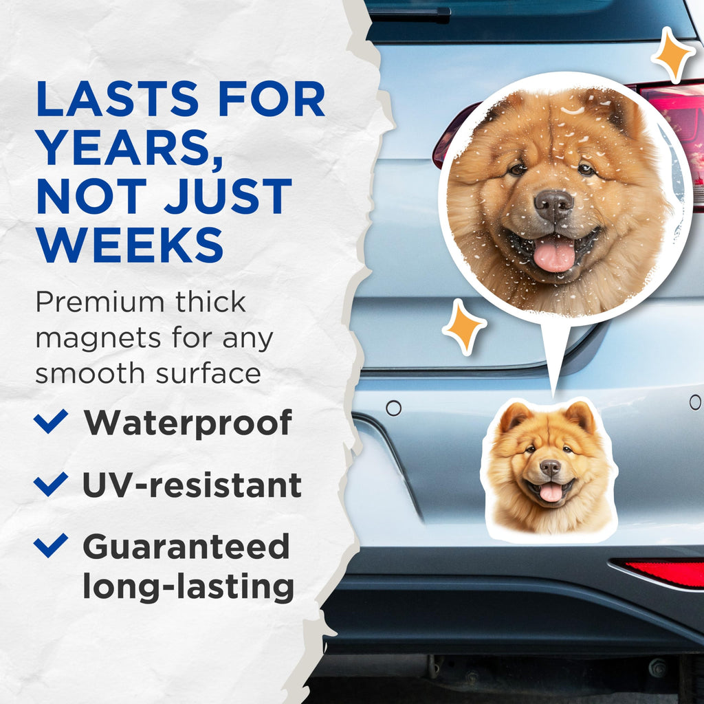 (2 Pack) Chow Chow Dog Magnets - Cute Fluffy Pet Owner Decor - Dog Mom Dad Appliance Fridge Locker Art - 5 Inches On Longest Side - Thick Durable Magnet - Made in USA - MAG30216